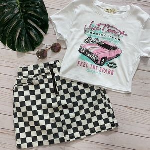 West coast racing vintage Y2k cropped ribbed tiny fitted graphic tee medium